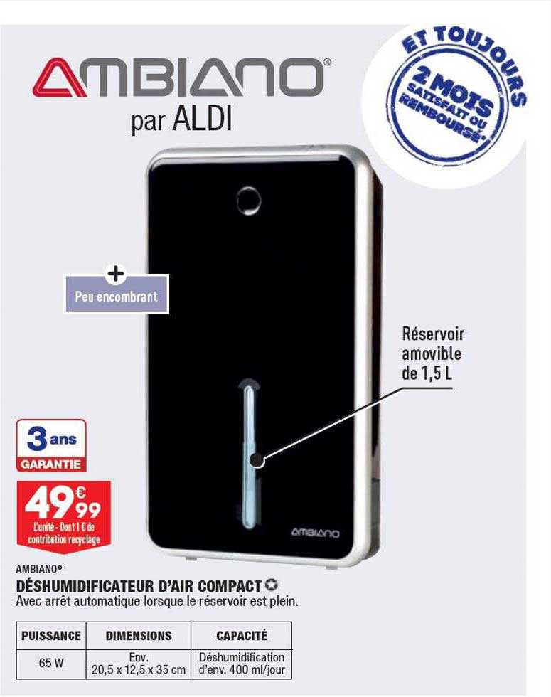 déshymidificateur d'air compact ambiano