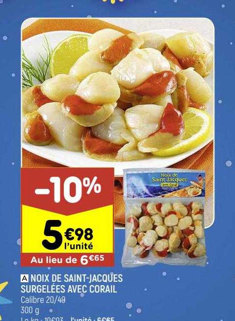 noix de saint-jacques surgelées avec corail