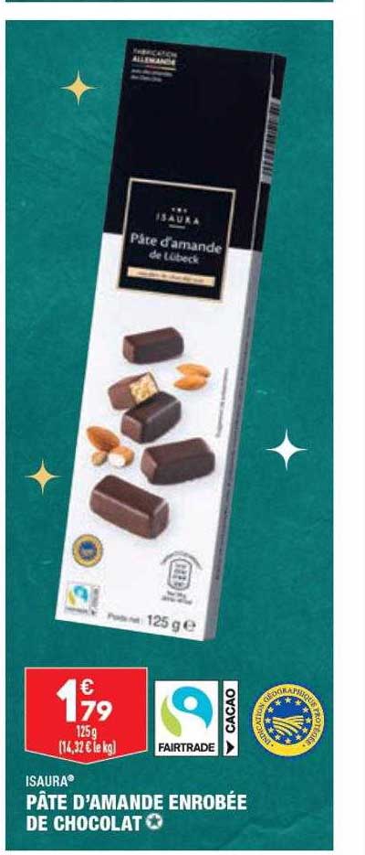 pâte d'amande enrobée de chocolat isaura