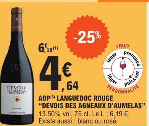aop languedoc rouge "devois des agneaux d'aumelas"