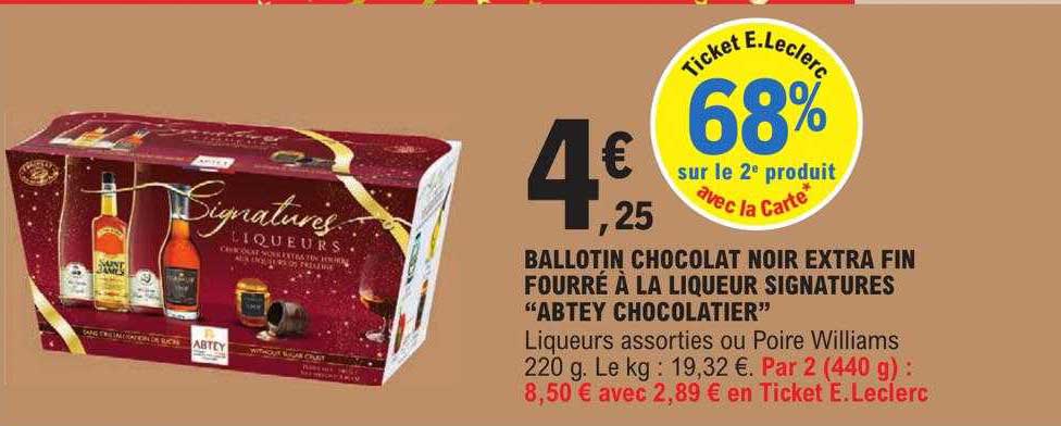 ballotin chocolat noir extra fin fourré à la liqueur signatures "abtey chocolatier"