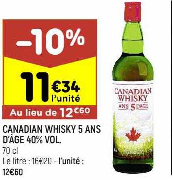 canadian whisky 5 ans d'âge 40% vol.