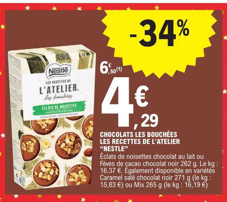 chocolats les bouchées les recettes de l'atelier "nestlé"