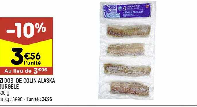 Dos De Colin Alaska Surgelé