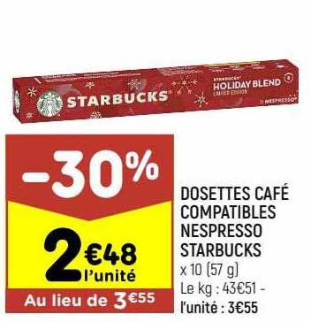 dosettes café compatibles nespresso starbucks