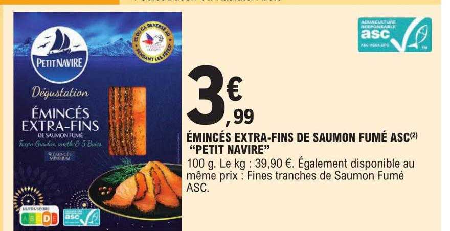 émincés extra-fins de saumon fumé asc "petit navire"