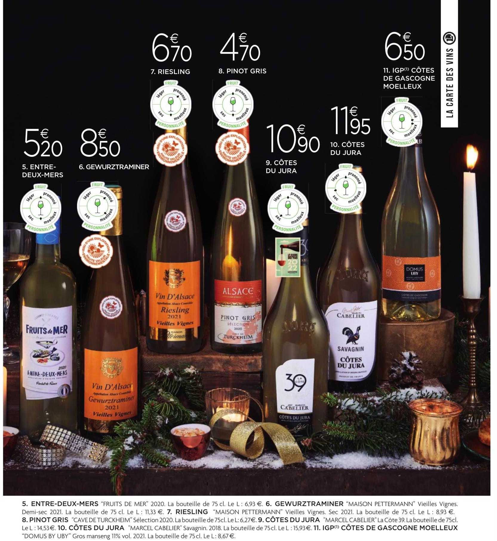 entre-deux mers, gewurztraminer, riesling, pinot gris, côtes du jura, côtes du jura, igp côtes de gascogne moelleux