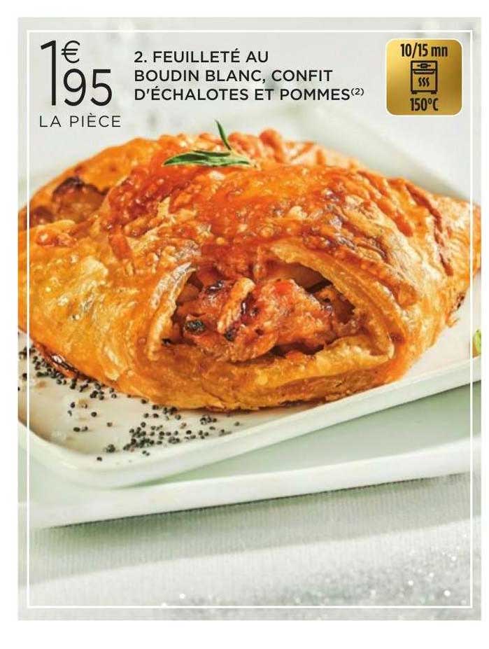 feuilleté au boudin blanc, confit d'échalotes et pommes