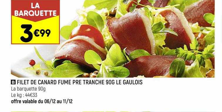 filet de canard fumé pré tranché 90 g le gaulois