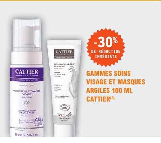 gammes soins visage et masques argiles 100 ml cattier