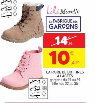 la paire de bottines à lacets lili marelle