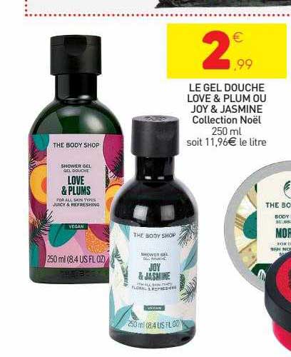 le gel douche love & plum ou joy & jasmine collection noël