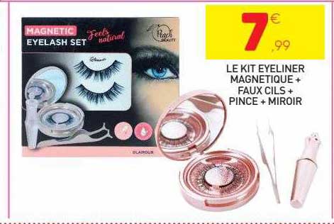 le kit eyeliner magnétique + faux cils + pince + miroir