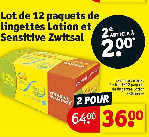 lot de 12 paquets de lingettes lotion et sensitive zwitsal
