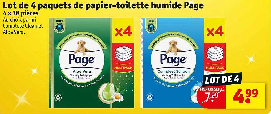 lot de 4 paquets de papier-toilette humide page