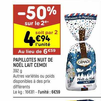 papillotes nuit de noël lait cémoi