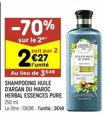 shampooing huile d'argan du maroc herbal essences pure
