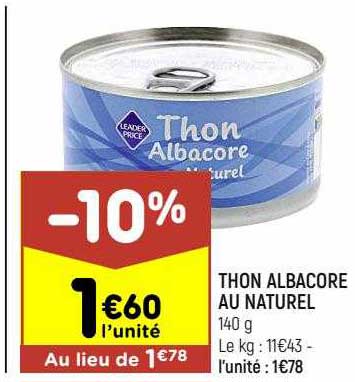 Thon Albacore Au Naturel