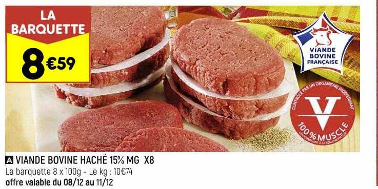 Viande Bovine Haché 15% Mg X8