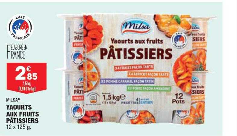 yaourts aux fruits pâtissiers milsa