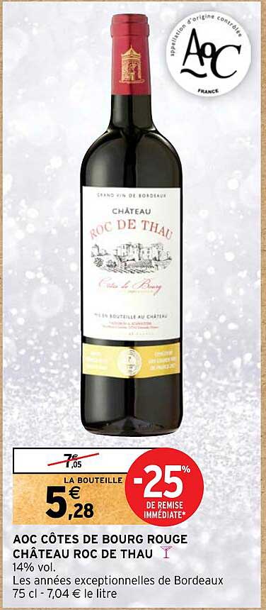 Aoc Côtes De Bourg Rouge Château Roc De Thau