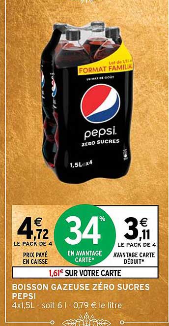Boisson Gazeuse Zéro Sucres Pepsi