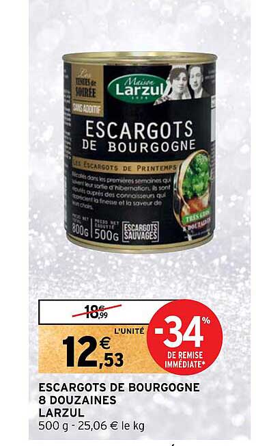 escargots de bourgogne 8 douzaines larzul