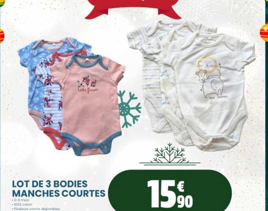 lot de 3 bodies manches courtes