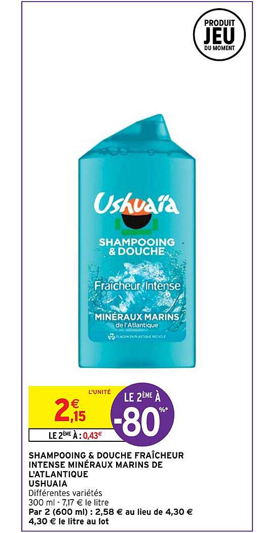 shampooing & douche fraîcheur intense minéraux marins de l'atlantique ushuaïa