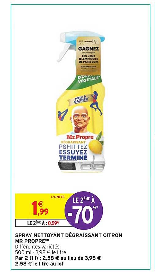 spray nettoyant dégraissant citron mr propre
