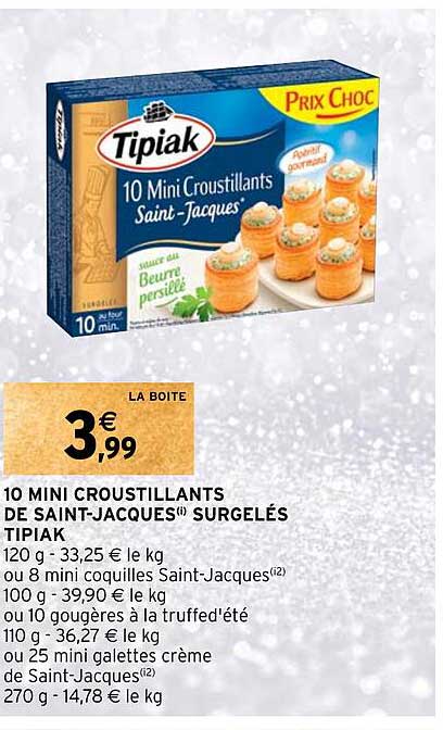 10 mini croustillants de saint-jacques surgelés tipiak
