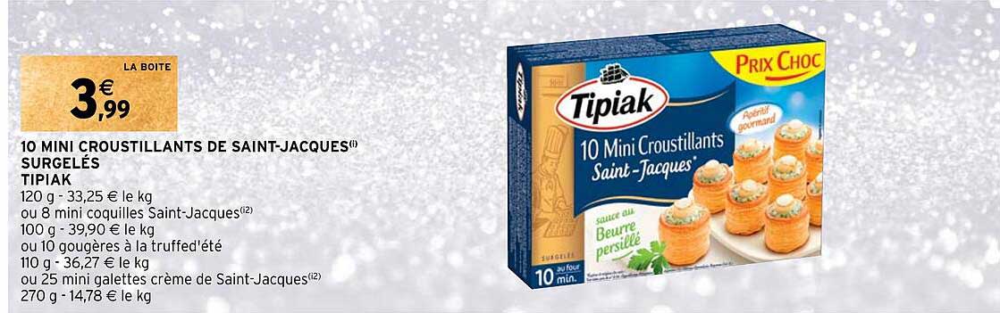 10 mini croustillants de saint-jacques surgeles tipiak