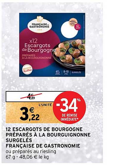12 escargots de bourgogne préparés à la bourguignonne surgelés française de gastronomie