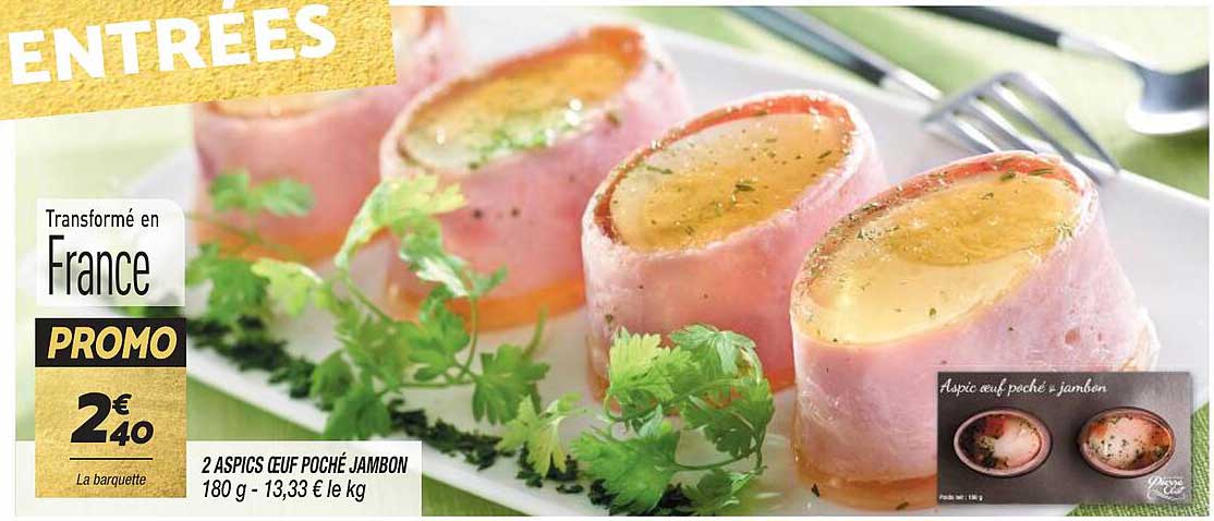 2 aspics œuf poché jambon