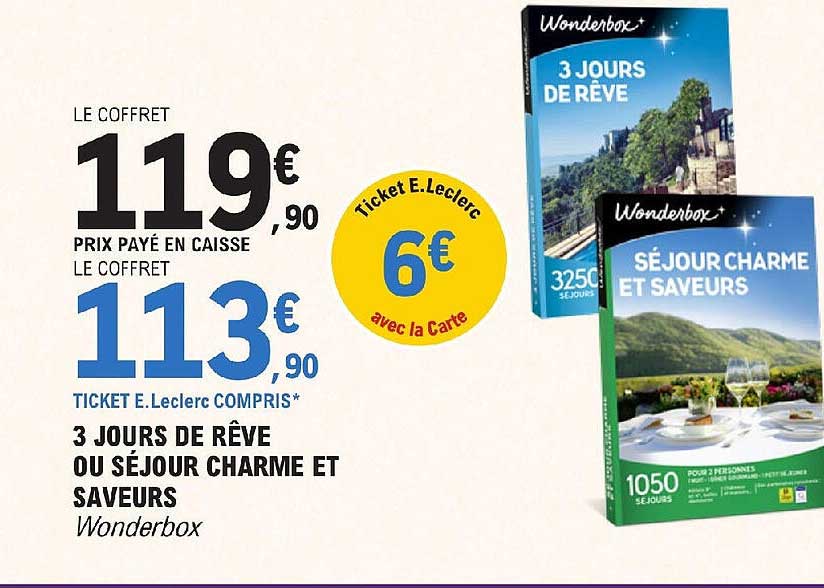 3 jours de rêve ou séjour charme et saveurs wonderbox