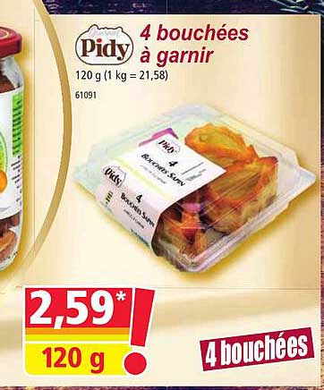 4 bouchées à garnir pidy