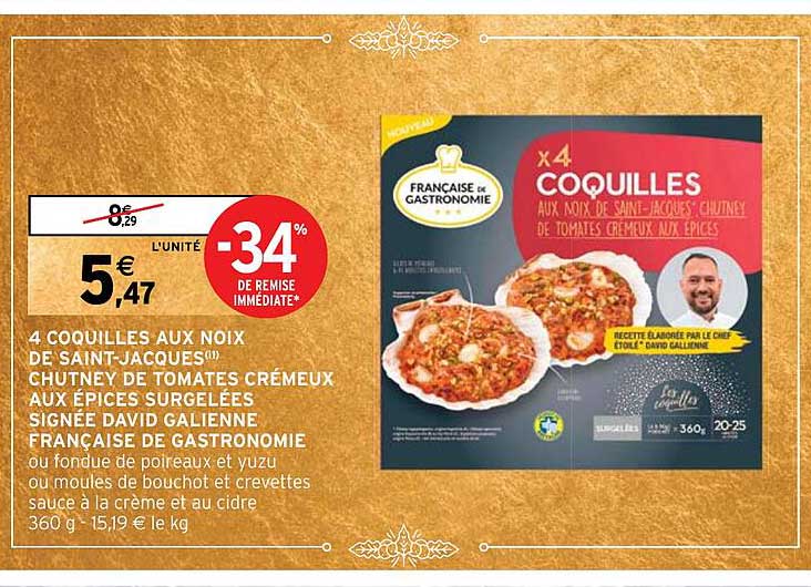 4 coquilles aux noix de saint-jacques