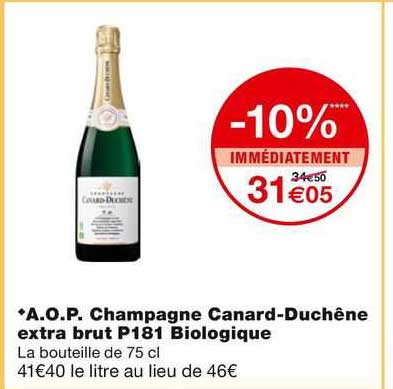 a.o.p. champagen canard-duchene extra brut p181 biologique