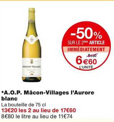 a.o.p. macon-villages l'aurore blanc