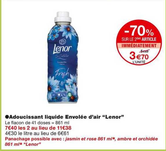 adoucissant liquide envolee d'air "lenor"