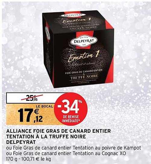 alliance foie gras de canard entier  tentation a la truffe noire delpeyrat