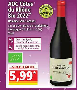 aoc côtes du rhône bio 2022 domaine saint jacques