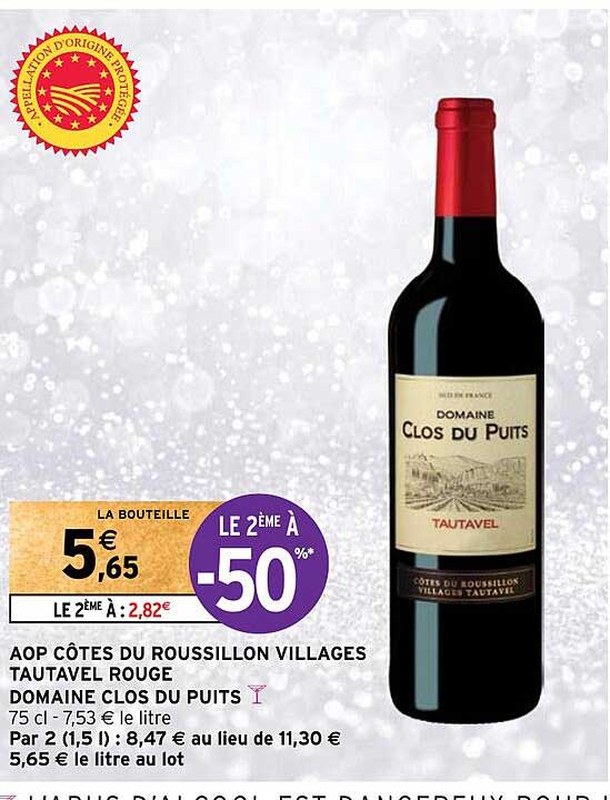 aop cotes du roussillon villages tautavel rouge  domaine  clos du puits