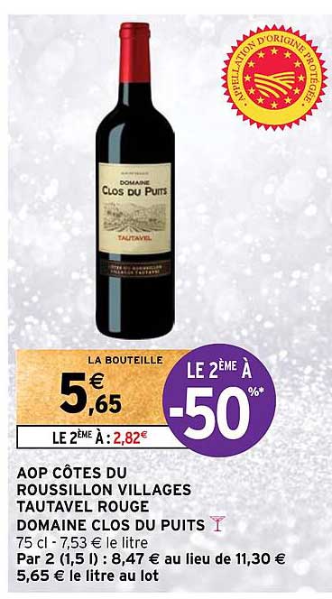 aop côtes du roussillon villages tautavel rouge domaine clos du puits