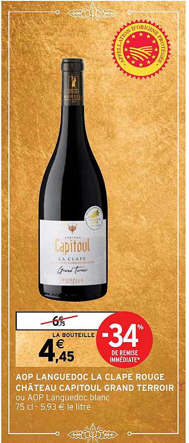 Aop Languedoc La Clape Rouge  Chateau Capitoul Grand Terroir