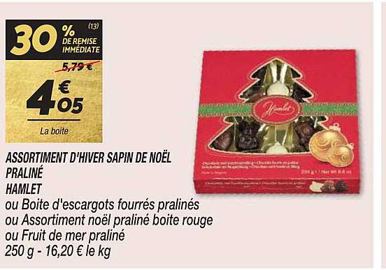 assortiment d'hiver sapin de noël praliné hamlet