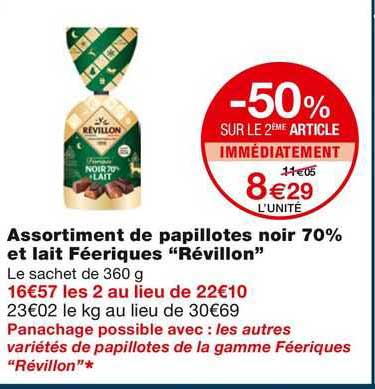 assortiment de papillotes noir 7-% et lait feeriques "revillon"