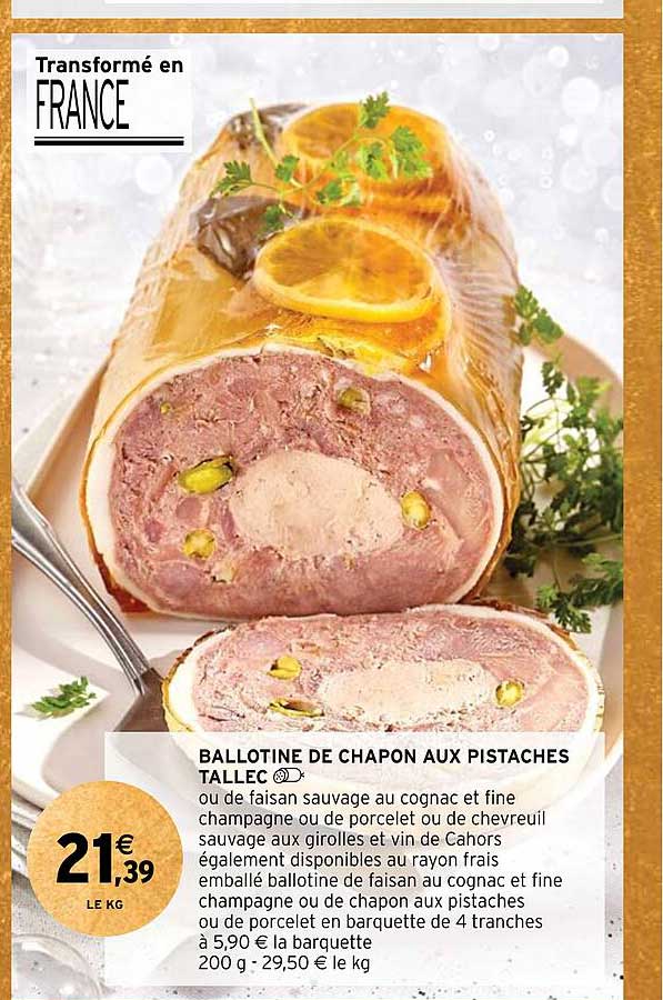 ballotine de chapon aux pistaches tallec