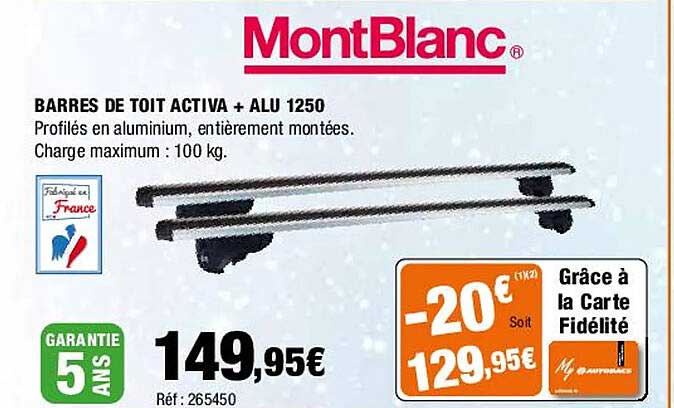 barres de toit activa + alu 1250 montblanc