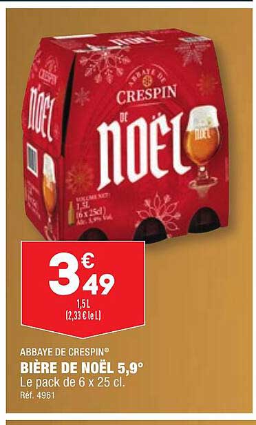 bière de noël 5,9° abbaye de crespin